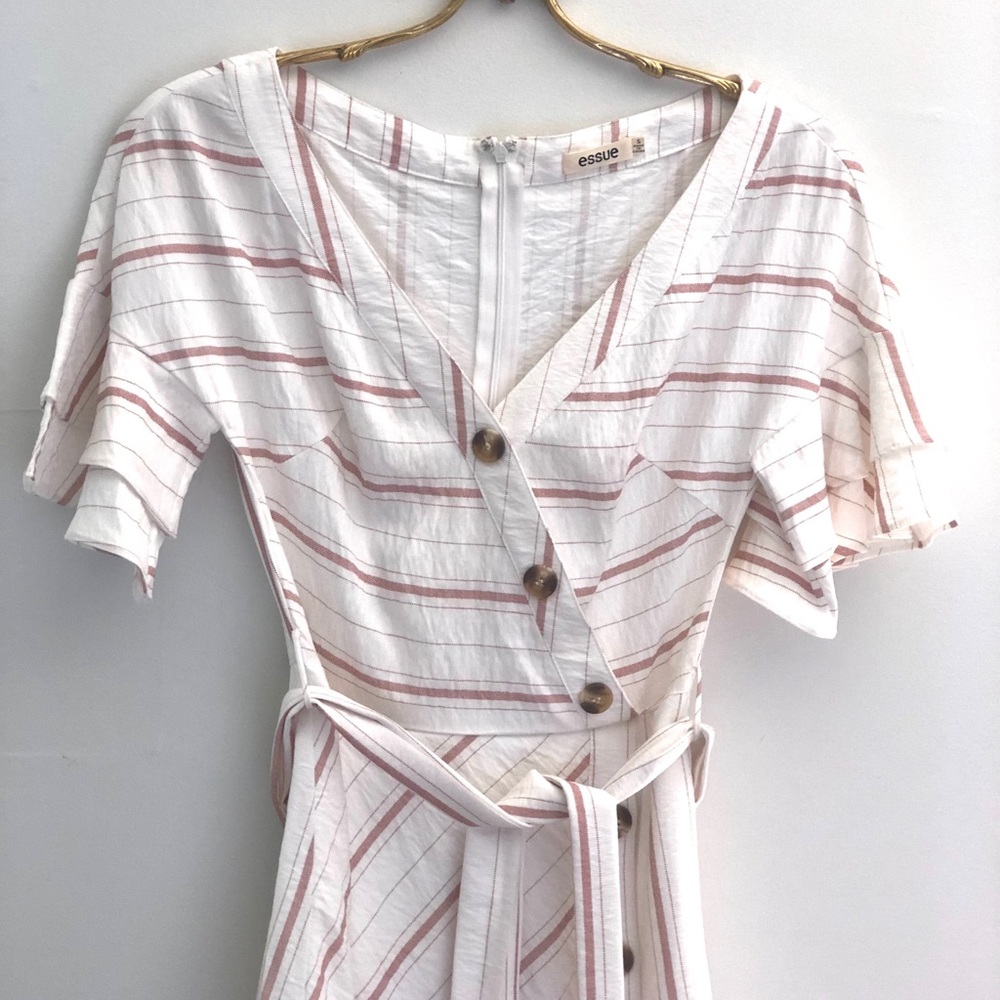 Stripped dress with red stripes & BUTTONS